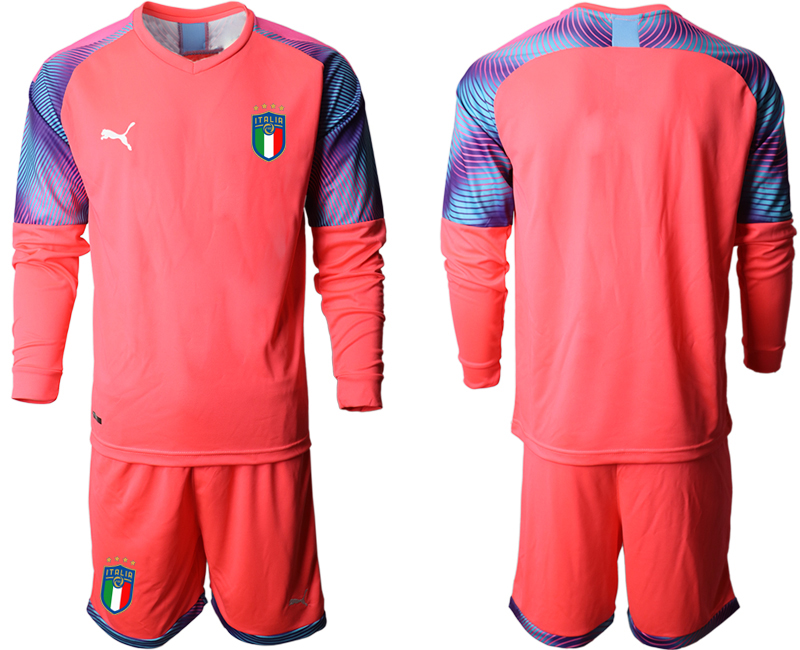 Cheap Men 2021 European Cup Italy pink goalkeeper long sleeve soccer jerseys